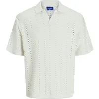 Jack & Jones Poloshirt Fein Strickdesign mit Vertikalstreifen und Kragen (1-tlg) JORPAROS KNIT EASTER SS CROCHET POLO
