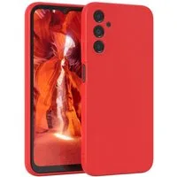 EAZY CASE Handyhülle für Samsung Galaxy A14 5G Hülle Silikon 6,6 Zoll, Silikon Schutzhülle mit Kameraschutz stoßfest Handycover elastisch Rot