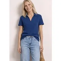 STREET ONE Poloshirt mit geschlitztem Rundhalsausschnitt