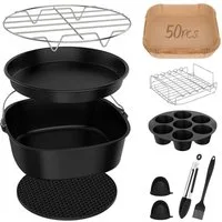SURFOU Backform Heißluftfritteuse 11-teilig Zubehör Airfryer 304 Edelstahl 5,5L-6,4L, (für Philips Airfryer XXL,Ninja MAX PRO AF180EU Double Stack), Das Rösten von Pommes, Spießen, Gemüse, Kuchen