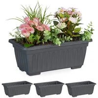 relaxdays Pflanzkübel Blumenkasten 4er Set schmal, Anthrazit