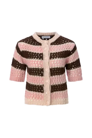 Rich & Royal - SH SLVS open stitch cardi chocolate torte - Gr. - S