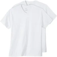 CECEBA V-Shirt Ceceba Übergrößen T-Shirt 2er-Pack weiß V-Neck