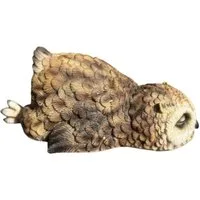 Figurendiscounter Gartenfigur Dekofigur Eule schlafend 9 x 14 cm braun/beige