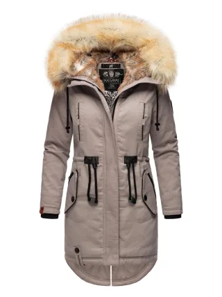 Navahoo Damen Winterjacke Bombi – Premium Kollektion mit Abnehmbarem Kunstfellkragen