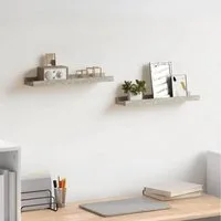 furnicato Wandregal Praktisches MDF 40x9x3 cm Betongrau, 2er Set, 2-tlg., Stabiles Schweberegal mit Ablage für Dekoartikel im Wohnzimmer