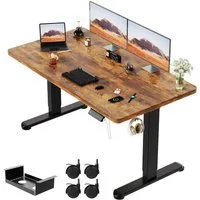 HOMALL Schreibtisch Höhenverstellbarer Elektrisch mit 25mm starker einteiliger Tischplatte (Maße: 140 × 70 / 160 × 80 / 180 × 80, ausgestattet mit zwei Motoren und zwei Querträgern, mit Kabelmanagementbox, maximale Tragkraft 120 kg, mit Weckfunktion 