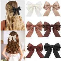 Zaewry Haarspange 6 Stück Kleine Haarschleifen, Weiche Satin Schleife Clips für Damen, 6-tlg.