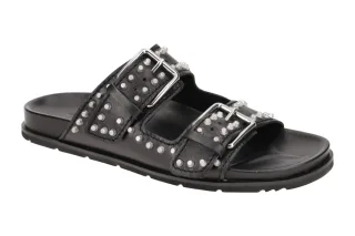 Kennel & Schmenger Damen Pantolette KS 92710 Schwarz/Silber Echtleder runde Form