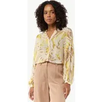comma Langarmbluse Bluse Gemusterte Bluse im Relaxed Fit