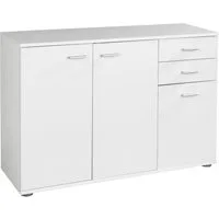 Kommode SOLO, B 106 cm, 3 Türen, 2 Schubladen, weiß, 1 höhenverstellbarer Einlegeboden