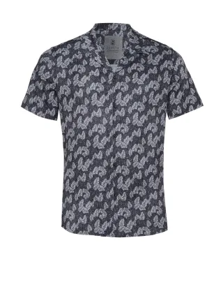 DESOTO - Casual Lido 1/2 dark grey denim with leaves - Gr. - S