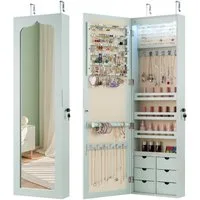 COSTWAY Schmuckschrank mit LED & Ganzkörperspiegel, für Tür und Wand