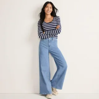 Recover Jeans High Waist mit extraweitem Bein für Damen, Damen, size: regular, Blau, Elasthan/Baumwoll-Mischung/Polyester-Mischung, by Lands' End