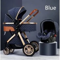 TPFFamily Kombi-Kinderwagen Babyschale Baby Buggy Babywanne Windeltasche, Moskitonetz Regenschutz Kinderwagen 3 in 1 inkl. Zubehörset Blau