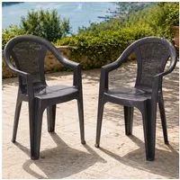 Progarden Gartenstuhl Kunststoff Anthrazit Stapelbar 2 er Set (Set, 2 St), UV-Beständig, Robust, Wetterfest, Made in Italy, Hochwertig