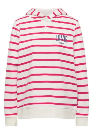 CECIL - Sweatshirt mit Kapuze und Chestprint beetroot pink - Gr. - XL