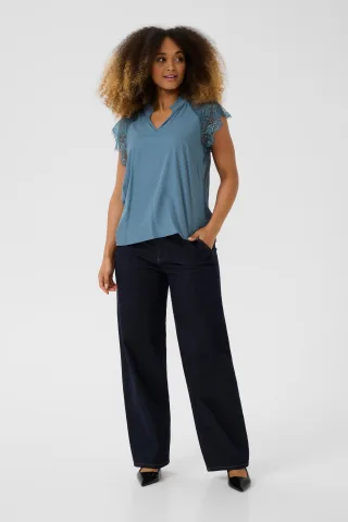 Kurzarm-Bluse CRNola Straight fit blue