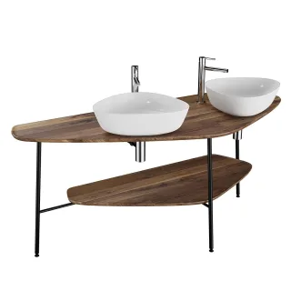 VitrA Plural Konsole 162 cm 2 Ausschnitte links + rechts für Aufsatzschalen Eiche Dunkel,64043 64043
