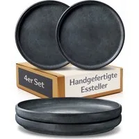 Cosumy Speiseteller Speiseteller Set Ø26 cm, 4er Set, reaktive Glasur, (4 St), Handgefertigte reaktive Glasur, Spülmaschine & Mikrowelle