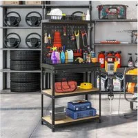 HOMCOM Werkstatt-Set Werkbank 80 x 40,5 x 155 cm Werkzeugbank mit Lochwand, Haken, (Werkstatteinrichtung, 1-tlg), für Garage, Werkstatt, Schwarz