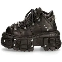NEW ROCK M-TANK106-C2 Sneakerboots Unisex Leder-Sneaker: Goth-Punk Stil mit Plateau und Metallelementen