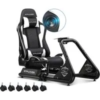 GTPLAYER Simulator Cockpit, sim racing cockpit racing wheel stand Controller (mit Bluetooth-Lautsprecher und Pedalablage)