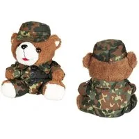 MFH Kuscheltier Teddybär, 28 cm, mit Anzug und Mütze, flecktarn