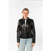 Mauritius Lederjacke MWMair mit Stehkragen & Drucker, Slim Fit
