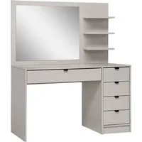 Beautysofa Schminktisch Malta 120 cm mit Spiegel und Schubladen (Weiß oder Kaschmir, Elegantes Design für Schlafzimmer – rechts/links montierbar), Wahlweise mit oder ohne Griffe
