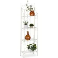 relaxdays Blumenständer Pflanzenregal Metall 4 Ablagen