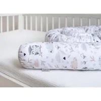 Loolay Nestchenschlange HASE EULE Beige Weiß Baumwolle Multifunktion PREMIUM Bettschlange, (Bettumrandung Krabbeldecke Babybett Umrandung Schlange Bett Kopfschutz, Zierkissen Bettrolle Dekokissen Zugluftstopper - Super GESCHENK), LOOLAY® - 100% Europ