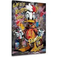 Artedinoi Leinwandbild Graffiti Pop Art mit frechem Duck und bunter Street Art Wandbild Wandd
