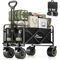 SAMAX Bollerwagen Faltbarer Offroad Camping Edition - Schwarz / Matcha Grün