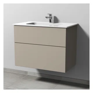 Sanipa 3way Keramik-Set Design Keramik-Waschtisch und Unterbau mit 2 Auszügen, Kaschmir-Matt SP4801U