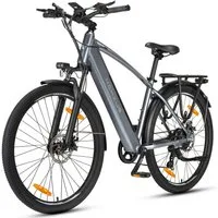 Vankel E-Bike Trekkingrad 27,5 Zoll Trekkingrad für Damen und Herren, 7 Gang, 450Wh max.70Km, 7 Gang Schimano Schaltwerk, Kettenschaltung, Heckmotor, 450 Wh, City Pedelec mit digitalem Display, leicht und aufladbar