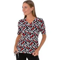 Estefania for woman V-Shirt 194-1241, in Kurzarm gepunktet Zugband und Tunnelzug am Saum