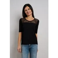 Seidel Moden Rundhalsshirt mit transparenten Lochmuster vorne - MADE IN GERMANY