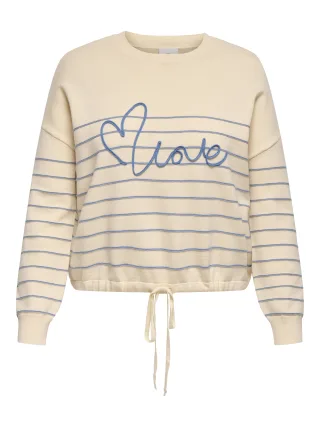ONLY CARMAKOMA - CARSIGNE LS TEXT DETAIL O-NECK KNT Birch - Gr. - L-50/52