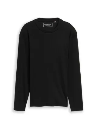 Denim Tom Tailor - Langarmshirt mit Rippstruktur black - Gr. - M