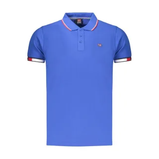 Norwegen 1963 Blaues Baumwoll-Polohemd für Herren