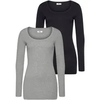 Flashlights Langarmshirt (2er-Pack) sehr figurbetonter Schnitt, Rundhalsausschnitt, aus 100% Baumwolle