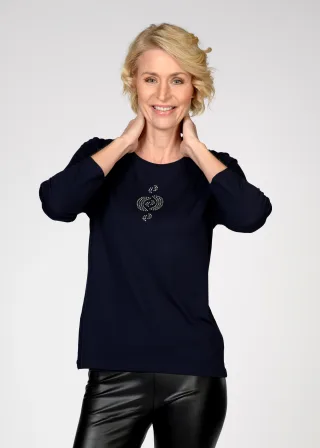 CLARINA - Rdh.-Shirt, 3/4 Arm, uni marine - Gr. - 38