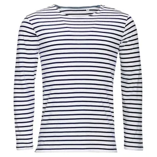 SOLS - "Marine" T-Shirt für Herren Langärmlig (Weiß/Marineblau)