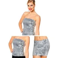 Metamorph Kostüm Tube Top/Rock silber - 2in1 Damentop für Fasching, Was woanders 'Jacke wie Hose' ist, kommt hier als Oberteil und Rock zu