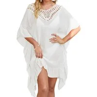 MOPUEA Blusenkleid Strand-Tunika für Damen, Bikini-Überwurf Strandkleid, Strandponcho (Set, 1-tlg., Modisch kombinierbar für viele Anlässe) Bequemer Schnitt mit stilvollem Rückenausschnitt