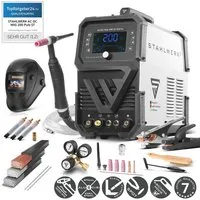 STAHLWERK Schutzgasschweißgerät Schweißgerät AC/DC WIG 200 ST Digital, 30 - 200 A, Packung, 1-tlg., Vollausstattung, Alu-geeigneter WIG MMA Inverter