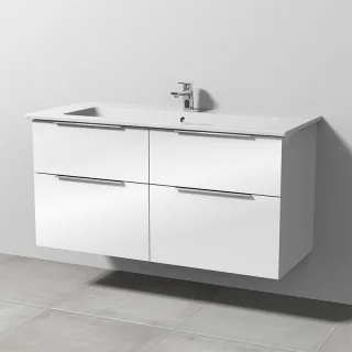 Sanipa 3way Keramik-Set Venticello Keramik-Waschtisch und Unterbau mit 4 Auszügen, Weiß-Glanz UF32778