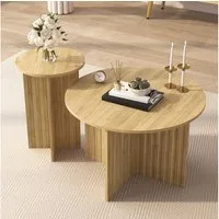KLAM HOME Couchtisch Modernes 2-tlg Nesttisch-Set im skandinavischen Design (Platzsparend als Couchtisch oder Beistelltisch nutzbar), Stabile MDF/PB Bauweise für den täglichen Gebrauch