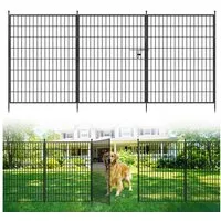 GarveeMore Gartenzaun Freigehege aus Eisen, Metallzaun zum Stecken, kein Graben nötig, (Set, 10-St), 100 cm Höhe mit Tür, schwarz, Beeteinfassung, Hundezwinger, Camping